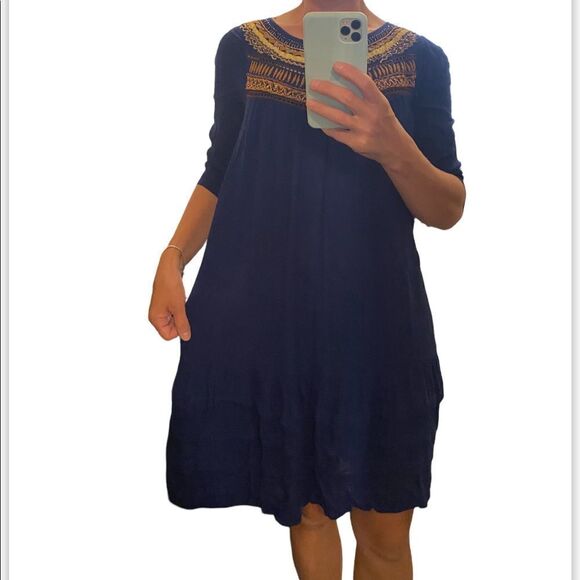 FREE People blue embroidered mini dress. Size Xs - Picture 1 of 12